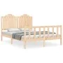 Bed frame with solid wood headboard 140x200 cm by , Beds and slatted bases - Ref: Foro24-3192296, Price: 147,23 €, Discount: %