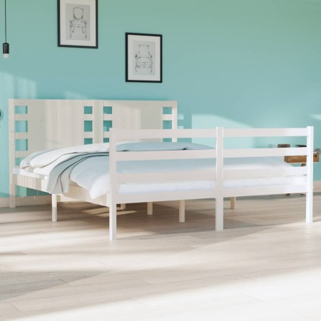 Estructura de cama madera maciza de pino blanco 135x190 cm de , Camas y somieres - Ref: Foro24-3104259, Precio: 159,56 €, Des...