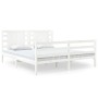 Estructura de cama madera maciza de pino blanco 135x190 cm de , Camas y somieres - Ref: Foro24-3104259, Precio: 159,56 €, Des...