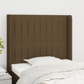 Cabecero con orejas de tela marrón oscuro 93x16x118/128 cm de , Cabeceros y pies de cama - Ref: Foro24-3119803, Precio: 69,28...