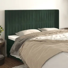 Headboard with dark green velvet ears 183x16x118/128cm by , Headboards and footboards - Ref: Foro24-3119881, Price: 141,01 €,...