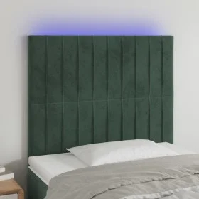 Headboard with LED lights dark green velvet 90x5x118/128 cm by , Headboards and footboards - Ref: Foro24-3122701, Price: 78,6...