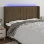 Headboard with LED in dark brown fabric 183x16x118/128 cm by , Headboards and footboards - Ref: Foro24-3124303, Price: 111,90...