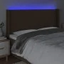 Headboard with LED in dark brown fabric 183x16x118/128 cm by , Headboards and footboards - Ref: Foro24-3124303, Price: 111,90...