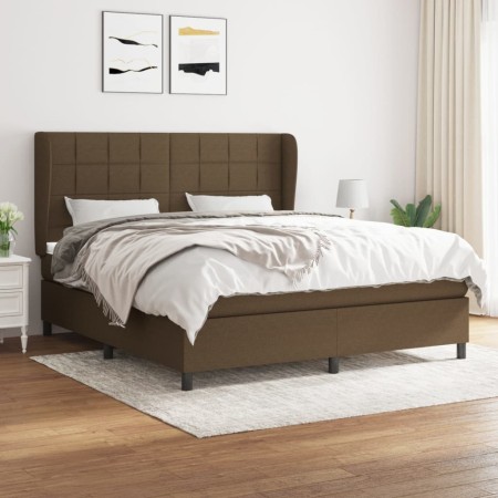 Cama box spring con colchón tela marrón oscuro 160x200 cm de , Camas y somieres - Ref: Foro24-3127976, Precio: 565,14 €, Desc...