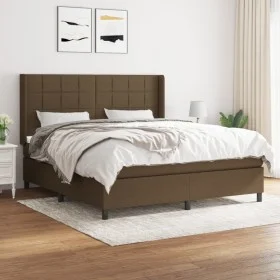 Box spring bed with dark brown fabric mattress 160x200 cm by , Beds and slatted bases - Ref: Foro24-3131444, Price: 558,42 €,...