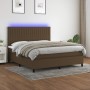 Cama box spring colchón luces LED tela marrón oscuro 160x200cm de , Camas y somieres - Ref: Foro24-3135048, Precio: 561,04 €,...