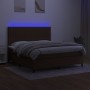 Cama box spring colchón luces LED tela marrón oscuro 160x200cm de , Camas y somieres - Ref: Foro24-3135048, Precio: 561,04 €,...