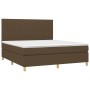 Cama box spring colchón luces LED tela marrón oscuro 180x200cm de , Camas y somieres - Ref: Foro24-3135616, Precio: 608,44 €,...