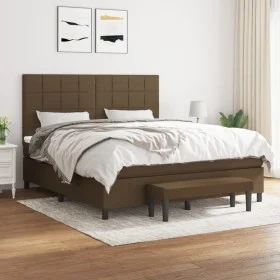 Cama box spring con colchón tela marrón oscuro 160x200 cm de , Camas y somieres - Ref: Foro24-3136608, Precio: 583,38 €, Desc...