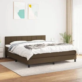 Cama box spring con colchón tela marrón oscuro 160x200 cm de , Camas y somieres - Ref: Foro24-3140068, Precio: 490,95 €, Desc...