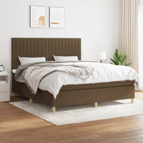Cama box spring con colchón tela marrón oscuro 180x200 cm de , Camas y somieres - Ref: Foro24-3142516, Precio: 599,58 €, Desc...