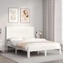 White solid wood bed frame with headboard 140x200 cm by , Beds and slatted bases - Ref: Foro24-3193662, Price: 159,54 €, Disc...