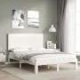 White solid wood bed frame with headboard 140x200 cm by , Beds and slatted bases - Ref: Foro24-3193662, Price: 159,54 €, Disc...