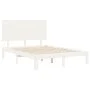 White solid wood bed frame with headboard 140x200 cm by , Beds and slatted bases - Ref: Foro24-3193662, Price: 159,54 €, Disc...
