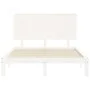 White solid wood bed frame with headboard 140x200 cm by , Beds and slatted bases - Ref: Foro24-3193662, Price: 159,54 €, Disc...