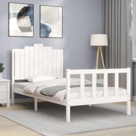 Estructura de cama con cabecero madera maciza blanco 100x200 cm de , Camas y somieres - Ref: Foro24-3192287, Precio: 162,16 €...