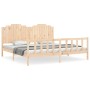 Estructura de cama con cabecero madera maciza 200x200 cm de , Camas y somieres - Ref: Foro24-3192316, Precio: 186,80 €, Descu...