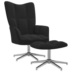 Silla de relajación con reposapiés terciopelo negro de , Sillones - Ref: Foro24-328134, Precio: 164,56 €, Descuento: %