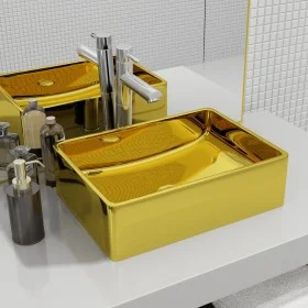 Lavabo 41x30x12 cm cerámica dorado de vidaXL, Lavabos - Ref: Foro24-143496, Precio: 74,45 €, Descuento: %