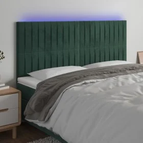 Headboard with LED lights dark green velvet 200x5x118/128 cm by , Headboards and footboards - Ref: Foro24-3122731, Price: 139...