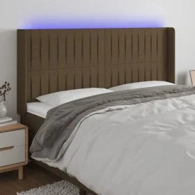 Dunkelbraunes Stoffkopfteil mit LED 163x16x118/128 cm von , Kopf- und Fußteile - Ref: Foro24-3124295, Preis: 114,56 €, Rabatt: %