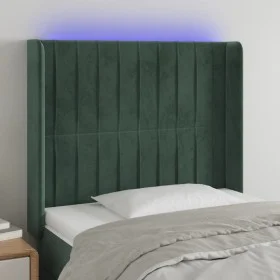 Dark green velvet LED headboard 93x16x118/128 cm by , Headboards and footboards - Ref: Foro24-3124325, Price: 94,53 €, Discou...