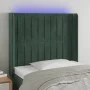 LED-Kopfteil aus dunkelgrünem Samt, 93 x 16 x 118/128 cm von , Kopf- und Fußteile - Ref: Foro24-3124325, Preis: 94,53 €, Raba...