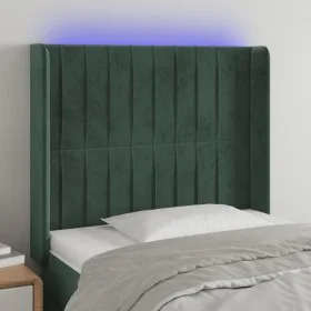 LED-Kopfteil aus dunkelgrünem Samt, 103 x 16 x 118/128 cm von , Kopf- und Fußteile - Ref: Foro24-3124331, Preis: 96,88 €, Rab...