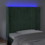 Cabecero con LED de terciopelo verde oscuro 103x16x118/128 cm de , Cabeceros y pies de cama - Ref: Foro24-3124331, Precio: 98...