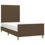 Dark brown fabric bed frame with headboard 80x200 cm by , Beds and slatted bases - Ref: Foro24-3125174, Price: 147,35 €, Disc...