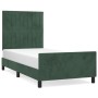 Estructura cama con cabecero terciopelo verde oscuro 90x190 cm de , Camas y somieres - Ref: Foro24-3125852, Precio: 152,76 €,...