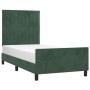 Estructura cama con cabecero terciopelo verde oscuro 90x190 cm de , Camas y somieres - Ref: Foro24-3125852, Precio: 152,76 €,...