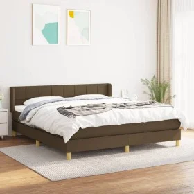Box spring bed with dark brown fabric mattress 160x200 cm by , Beds and slatted bases - Ref: Foro24-3130284, Price: 484,73 €,...