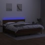 Cama box spring colchón luces LED tela marrón oscuro 160x200cm de , Camas y somieres - Ref: Foro24-3133328, Precio: 503,94 €,...