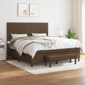 Box spring bed with dark brown fabric mattress 180x200 cm by , Beds and slatted bases - Ref: Foro24-3136776, Price: 616,48 €,...