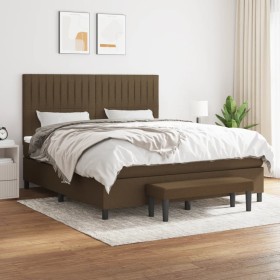 Cama box spring con colchón tela marrón oscuro 180x200 cm de , Camas y somieres - Ref: Foro24-3136776, Precio: 644,55 €, Desc...
