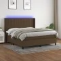 Box spring bed mattress LED lights dark brown fabric 180x200cm by , Beds and slatted bases - Ref: Foro24-3138496, Price: 600,...