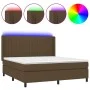 Box spring bed mattress LED lights dark brown fabric 180x200cm by , Beds and slatted bases - Ref: Foro24-3138496, Price: 600,...