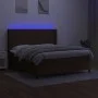 Box spring bed mattress LED lights dark brown fabric 180x200cm by , Beds and slatted bases - Ref: Foro24-3138496, Price: 600,...
