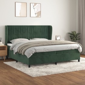Cama box spring con colchón terciopelo verde oscuro 200x200 cm de , Camas y somieres - Ref: Foro24-3129354, Precio: 786,72 €,...