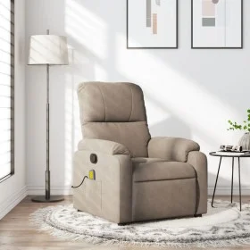 Sillón reclinable de masaje tela de microfibra gris taupe de , Sillones - Ref: Foro24-373456, Precio: 269,65 €, Descuento: %