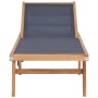 Tumbona plegable con ruedas teca maciza y textileno de vidaXL, Tumbonas - Ref: Foro24-44668, Precio: 302,57 €, Descuento: %