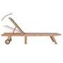 Folding sun lounger with wheels solid teak and textilene by vidaXL, Loungers - Ref: Foro24-44668, Price: 298,42 €, Discount: %