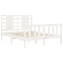 Estructura cama de matrimonio con cabecero madera maciza blanco de , Camas y somieres - Ref: Foro24-3192792, Precio: 159,45 €...