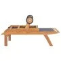 Tumbona plegable con ruedas teca maciza y textileno de vidaXL, Tumbonas - Ref: Foro24-44668, Precio: 298,42 €, Descuento: %