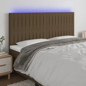 Headboard with LED lights dark brown fabric 180x5x118/128 cm by , Headboards and footboards - Ref: Foro24-3122679, Price: 101...