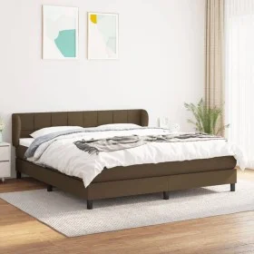 Box spring bed with dark brown fabric mattress 160x200 cm by , Beds and slatted bases - Ref: Foro24-3126256, Price: 506,40 €,...