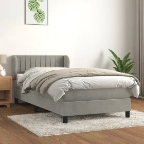 Box spring bed with light gray velvet mattress 80x200 cm by , Beds and slatted bases - Ref: Foro24-3127577, Price: 285,17 €, ...