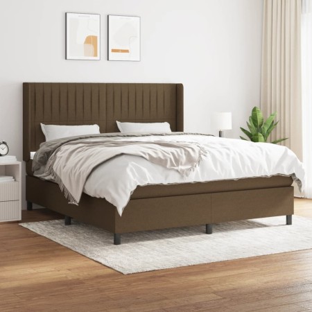 Cama box spring con colchón tela marrón oscuro 180x200 cm de , Camas y somieres - Ref: Foro24-3131612, Precio: 618,73 €, Desc...